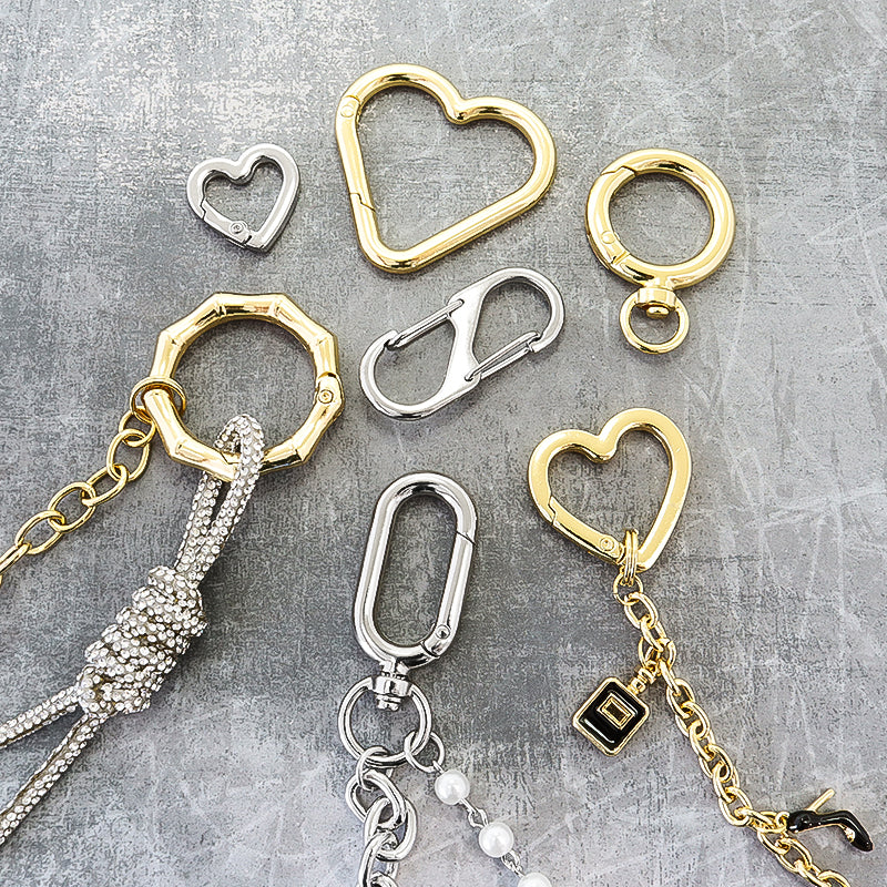Carabiner, Oval, with Rotating Ring, Gold