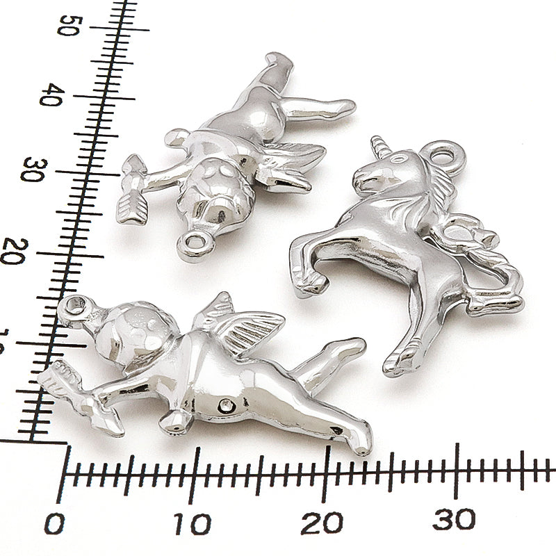 Stainless steel charm Unicorn fabric