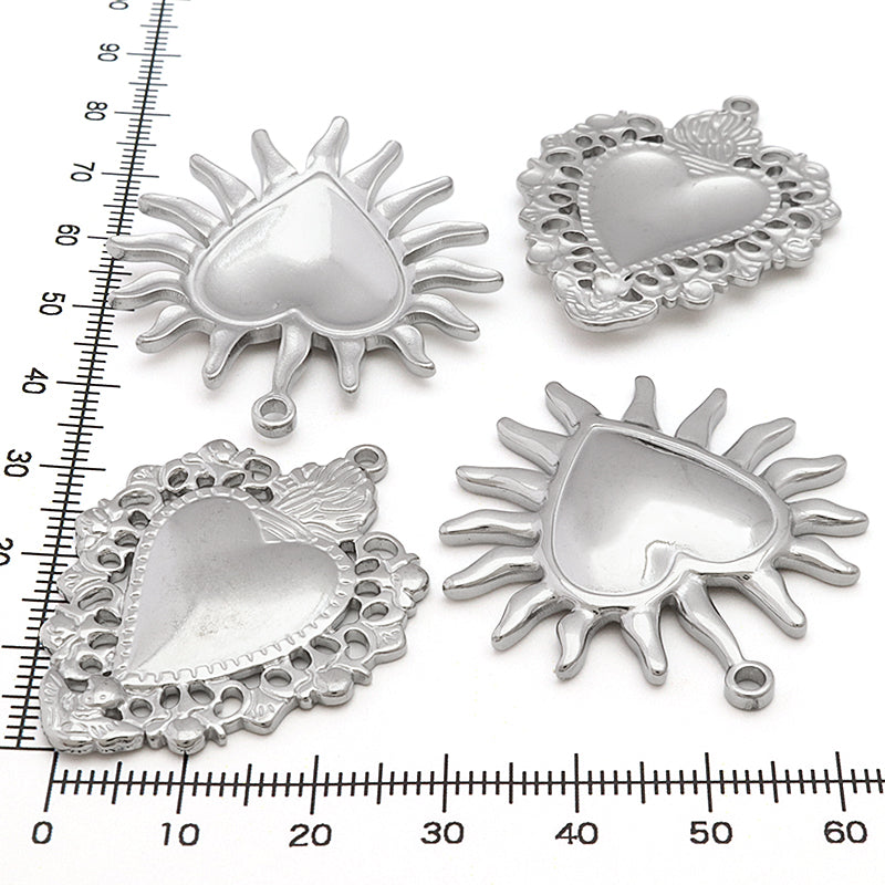 Stainless Steel Charm Heart 3 Fabric