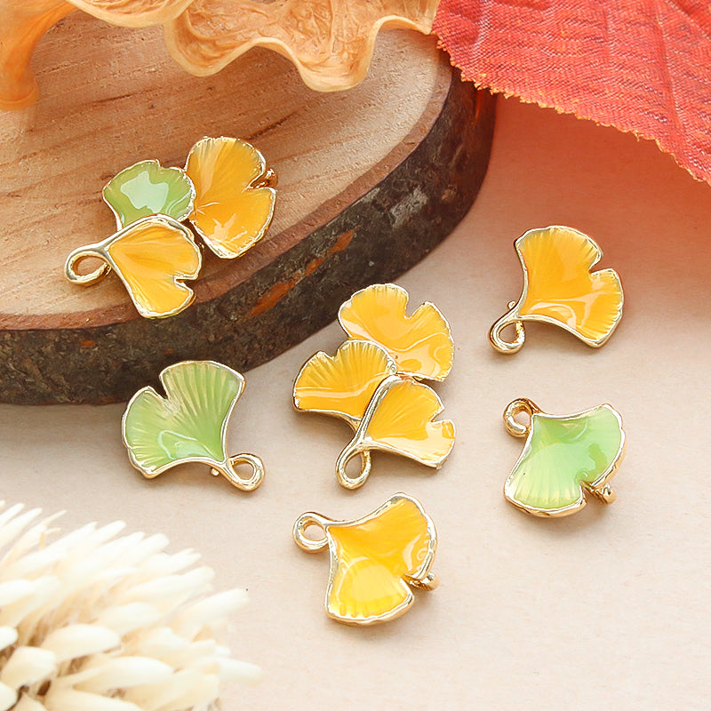 Charm Ginkgo No.2 with back ring Yellow/G