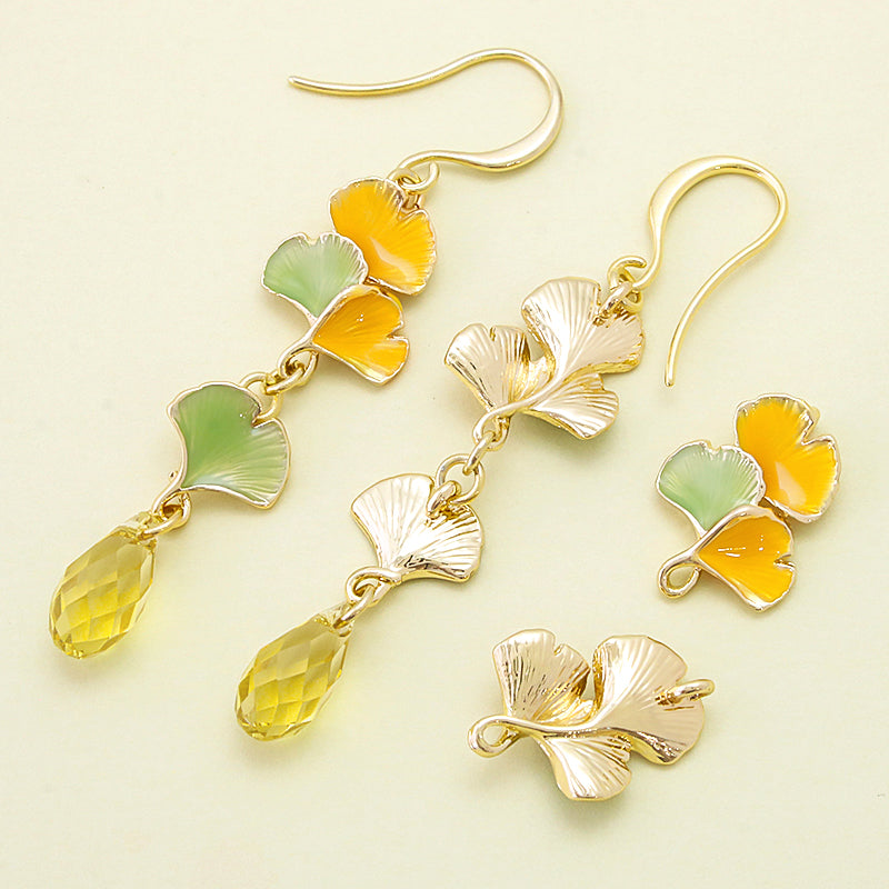 Charm Ginkgo No.2 with back ring Yellow/G