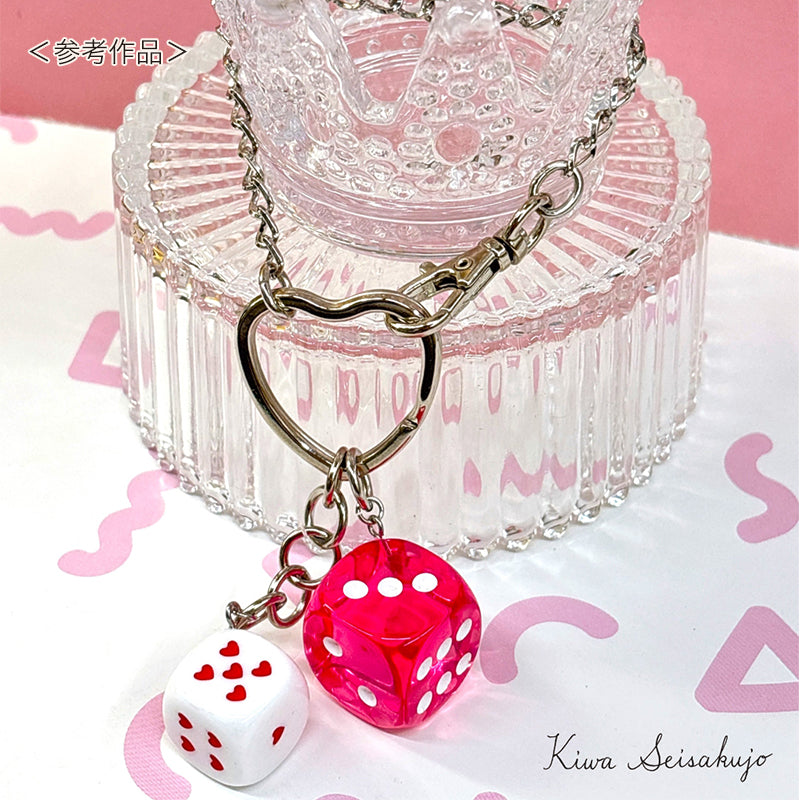 German acrylic dice heart 1 can white/red