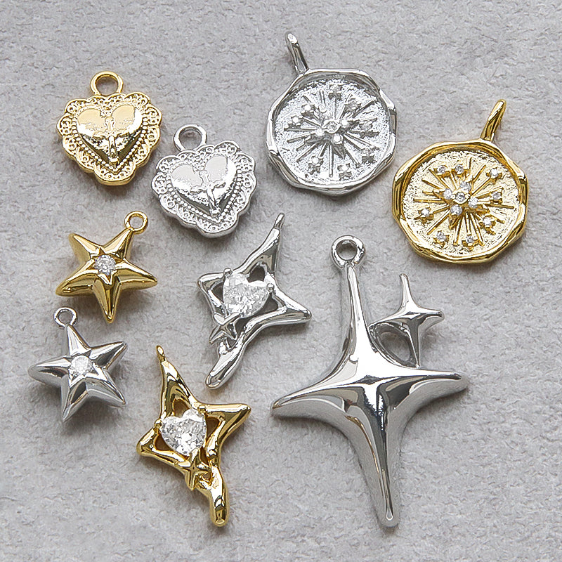 Charm cubic zirconia round flash gold
