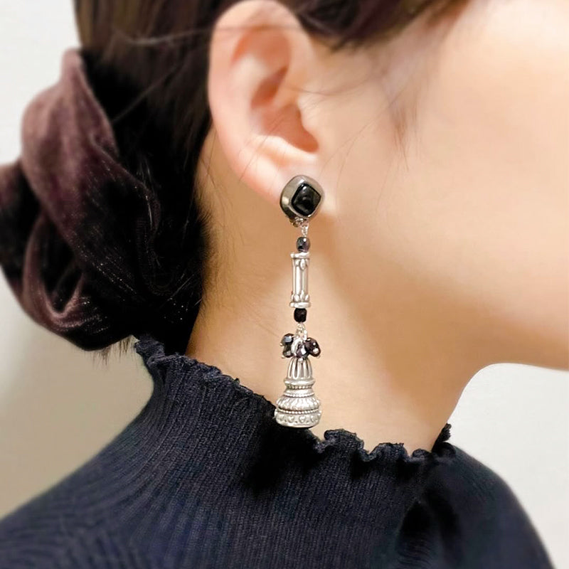 Greek parts round stamper black/silver beauty