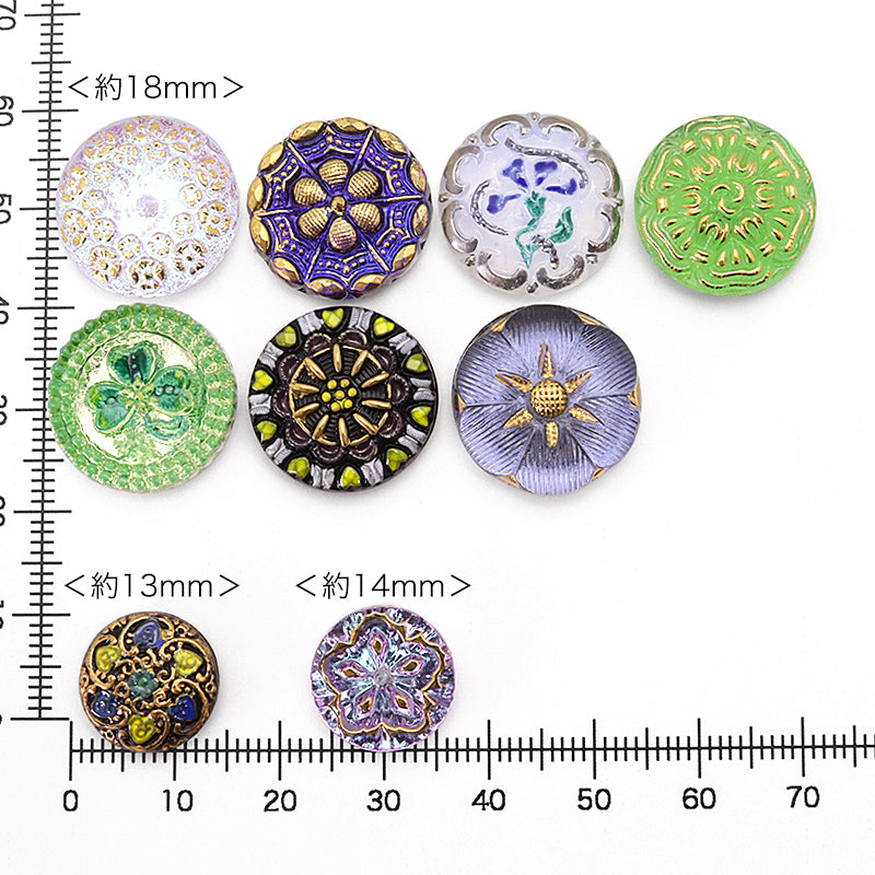 チェコ カボション アイビー ブラック/イエローブルー/G
