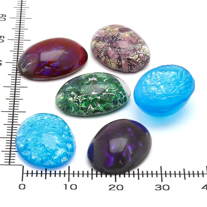 チェコ ガラスストーン オーバルカボション パープルドラゴンズブレス