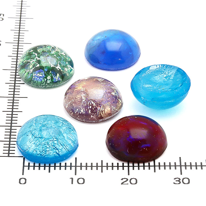 チェコ ガラスストーン ラウンドカボション レッドドラゴンズブレス