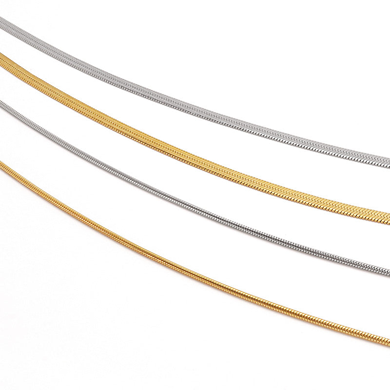 ステンレス316L チェーンネックレス スネーク丸1.2mm アジャスター付 生地(SUS316L)