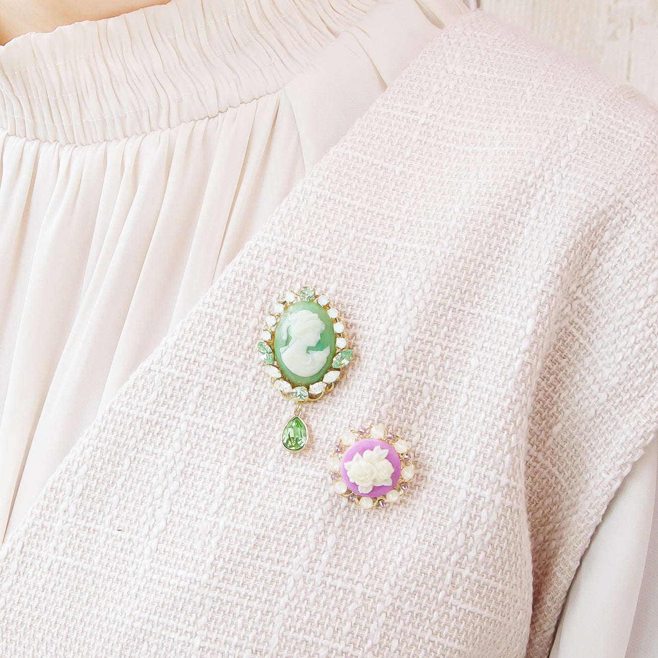 ドイツ製カメオ レディ3 べっ甲/アイボリー