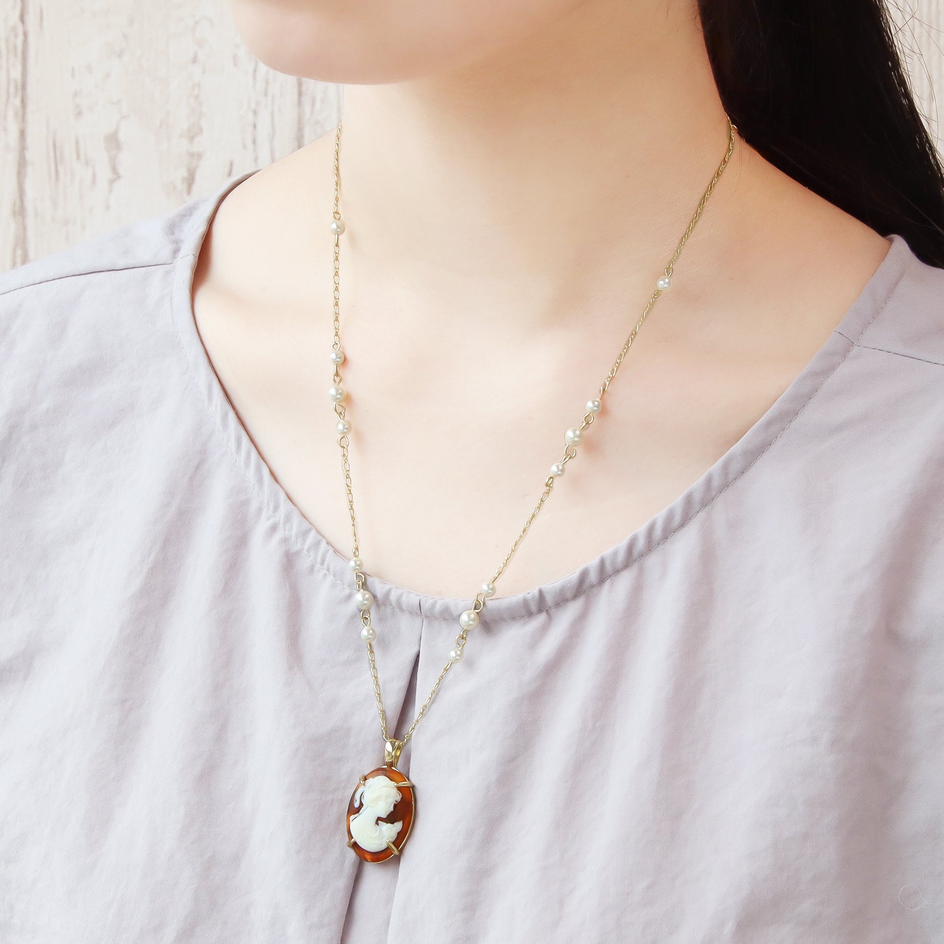 ドイツ製カメオ レディ3 べっ甲/アイボリー