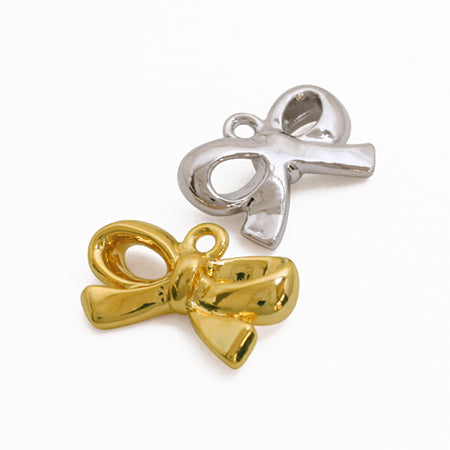 国産キャストチャーム リボン2 ロジウムカラー