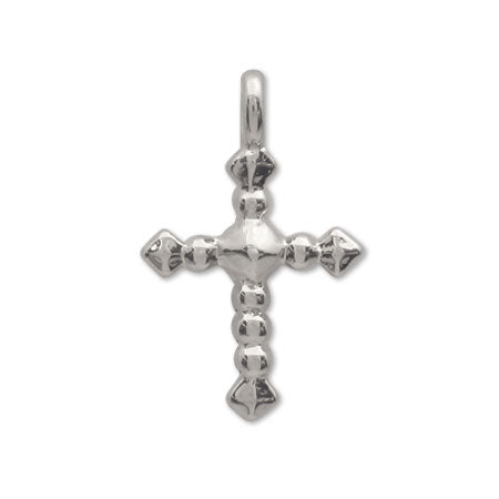 Domestic cast charm cross 3 rhodium color