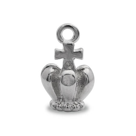 Domestic cast charm Crown 1 Rhodium color