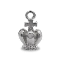 Domestic cast charm Crown 1 Rhodium color