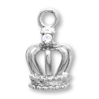 Domestic cast charm Crown 3 Rhodium color