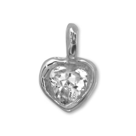 Domestic cast charm zirconia heart 1 rhodium color