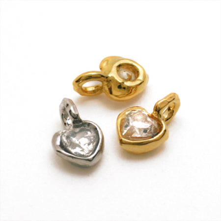 Domestic cast charm zirconia heart 1 rhodium color