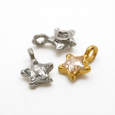 Domestic cast charm zirconia star pink gold