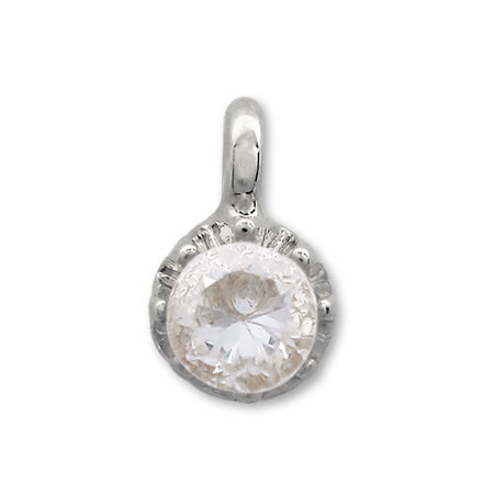 国産キャストチャーム ジルコニア ラウンド ロジウムカラー