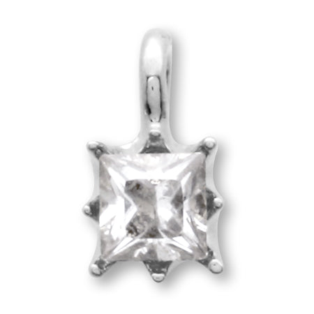 Domestic cast charm zirconia square rhodium color