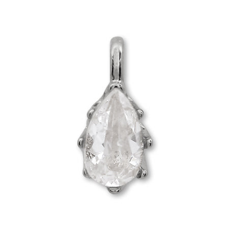 Domestic cast charm zirconia shizuku rhodium color