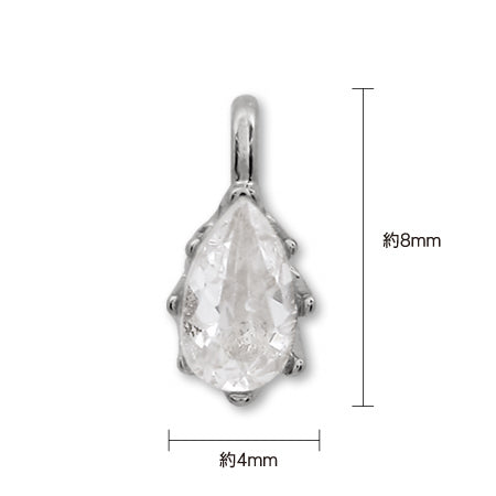 Domestic cast charm zirconia shizuku rhodium color