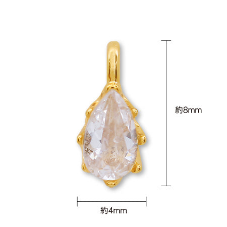 Domestic Cast Charm Zirconia Shizuku Pink Gold