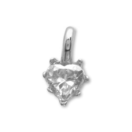 国産キャストチャーム ジルコニア ハート2 ロジウムカラー