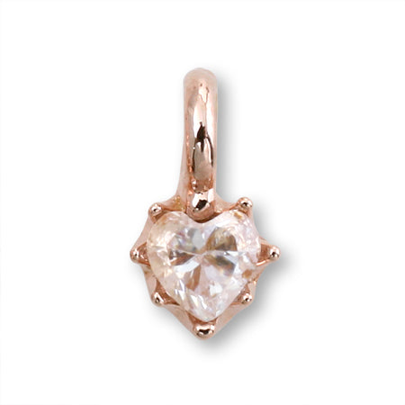 Domestic cast charm zirconia heart 2 pink gold