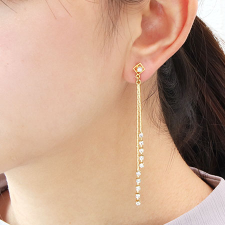 国産キャストパーツ カン付ピアス スクエア ゴールド