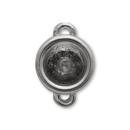 Stone seat for mini fancy stones, 2 rings for round, rhodium color