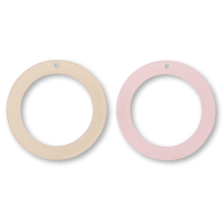 アセテートパーツ 両面 ラウンド1穴 クリアピンク/ベージュ【アウトレット】