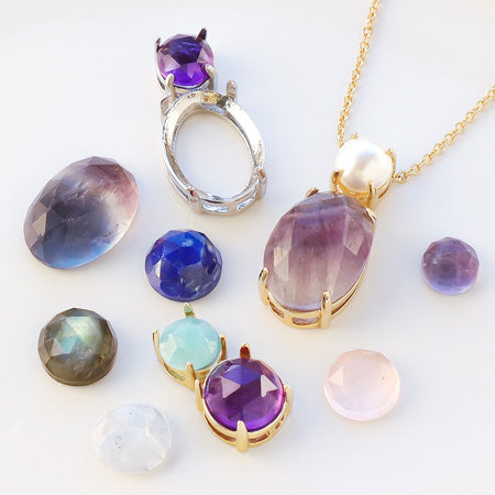 Natural stone loose oval Amazo Night (rose cut)