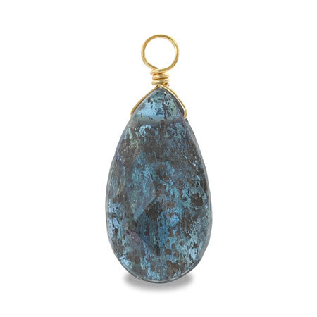 天然石 めがね留めチャーム 平シズクカット インディゴカイヤナイト(天然)