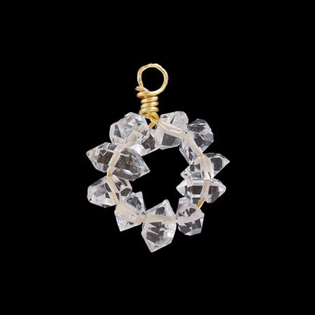 天然石 めがね留めチャーム ラウンド パキスタンハーキマー(天然)