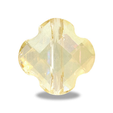 ガラスカットビーズ 4弁花 Lt.トパーズ【アウトレット】