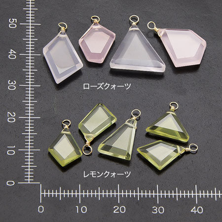 Natural stone glasses fastening charm slices rose quartz