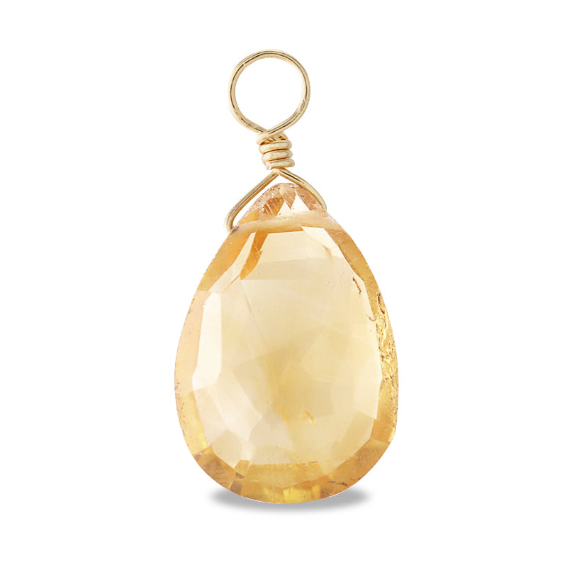 天然石 めがね留めチャーム 平シズクカット シトリン(天然)
