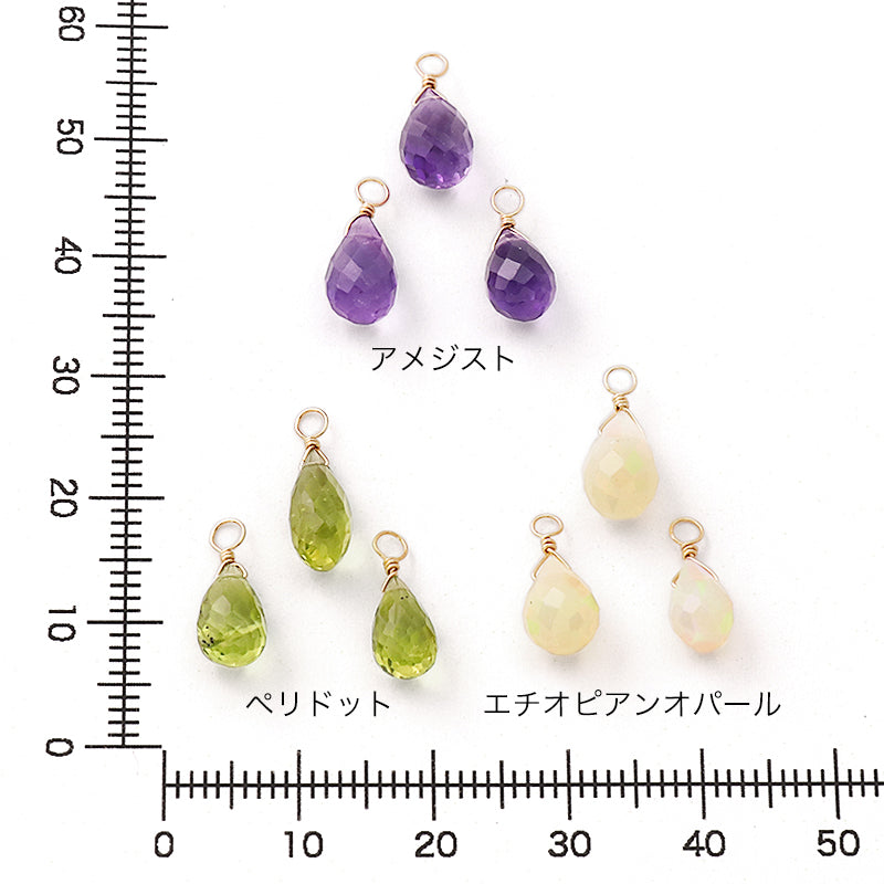天然石 めがね留めチャーム ドロップカット ペリドット(天然)