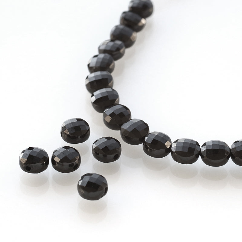 Natural stone coin cut about 4mm black spinel (natural)