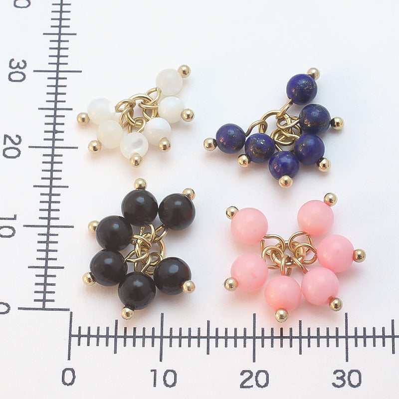 天然石 フリンジ ラウンド 6粒 マザーオブパール/G