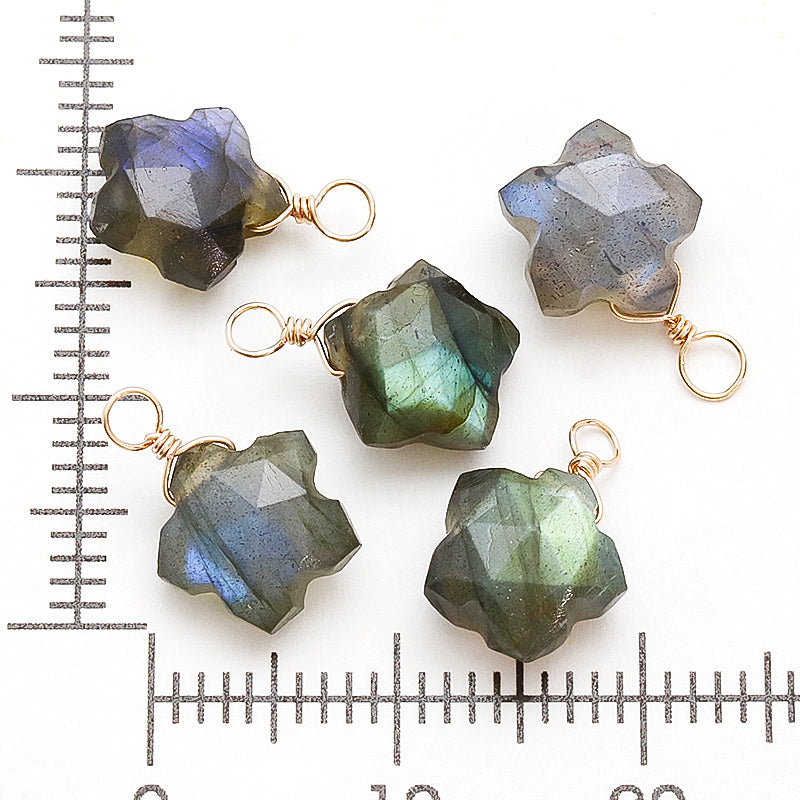 Natural stone glasses fastening charm star cut Labradorite (natural)