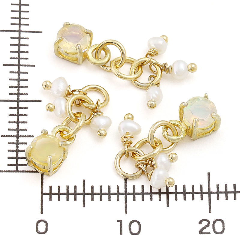 天然石 爪留めカスタムチャーム エチオピアンオパール/淡水パール