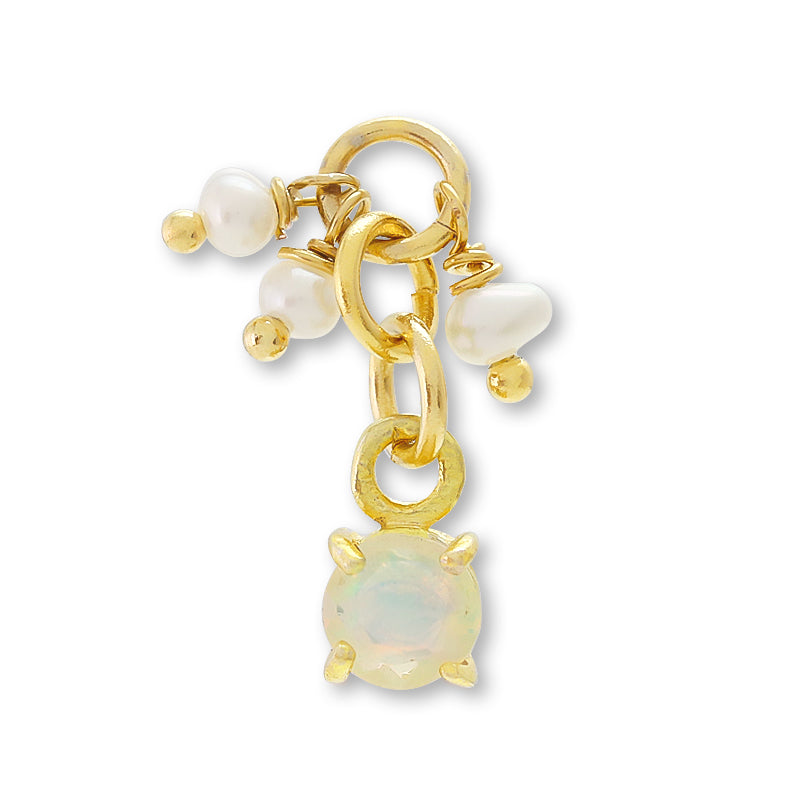 天然石 爪留めカスタムチャーム エチオピアンオパール/淡水パール