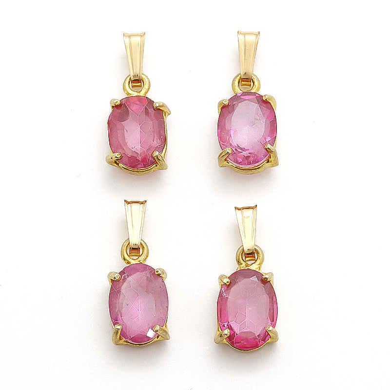 天然石 爪留めカスタムチャーム ホワイトトパーズ(ピンクコーティング)