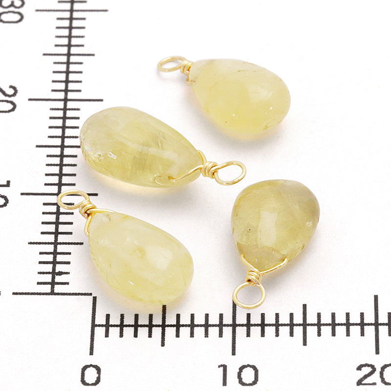 Natural Stone Glasses Charm Plain Flat Shizuku Yellow Beryl (Natural)