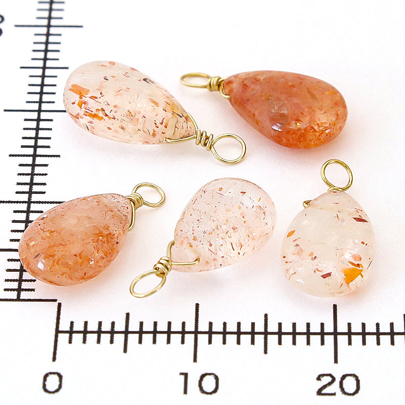 Natural stone Glasses clasp charm Plain flat shizuku sunstone (natural)