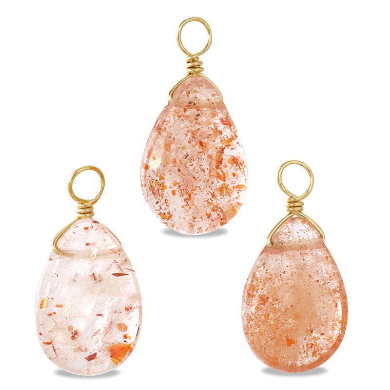 Natural stone Glasses clasp charm Plain flat shizuku sunstone (natural)