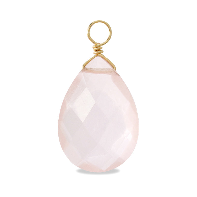 Natural stone Glasses Clasp Charm Flat Shizuku Cut Rose Quartz (Natural)