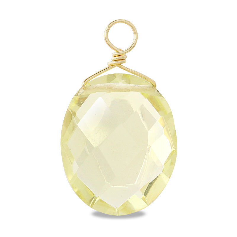 Natural stone Glasses Clasp Charm Oval Cut Lemon Quartz (Natural)